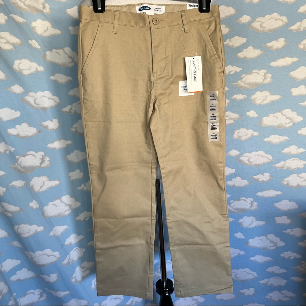 Old Navy‎ Straight built-in flex uniform pants khaki Size 10 husky